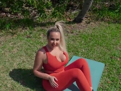 Bombastic blonde PAWG takes a break from her yoga sessions