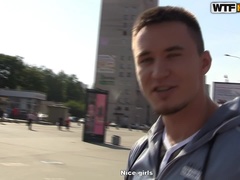 Brunette, Komme på ansigtet, Penge, Udendørs, Trekant