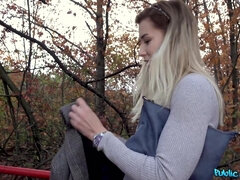 Amateur, Américain, Blonde, Faciale, Bâillonner, Jeans, Léchez, Public