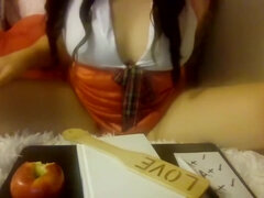 Teacher Mindysuelove Welcomes Her Students To Her Naughty Slutty Class And Eats Her Apple Riding You