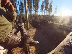 Amatør, Fetisj, Lær, Onani, Utendørs, Alene