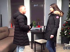 Debt4k. teen debt collector is successful to bang the fantastic