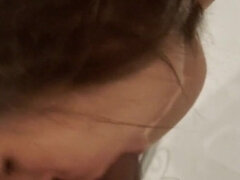 Blowjob and fuck in the bathroom with cum on face