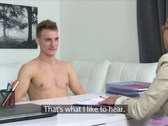 Horny Stud Gives Agent a Creampie