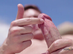 Grosser schwanz, Spermaladung, Handjob, Masturbation, Im freien, Solo