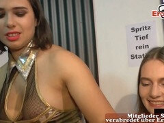 Amateur sex club fun with high heels and pussy fisting action