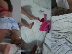 아마추어, 큰 가슴, 금발의, 흑갈색 머리, 핑거링, 집에서 만든, 쓰리섬