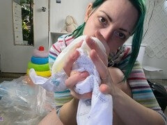 Naughty diaper girl gets into dirty talk and ABDL fun