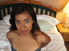 Man uses fingers to show Latina stepdaughter how to masturbate