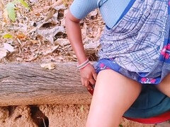 Indian bhabhi in saree gets down and dirty in the jungle with her hubby's stepbrother and his big dick