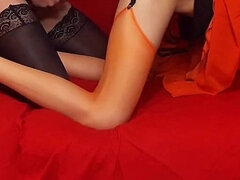 デカチン, イく瞬間, シーメール, ガリガリ, ストッキング, オッパイの