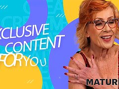 Granny, Hårig, Underkläder, Mogen, Fitta, Rödhårig, Stockings