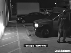 Slut sucks off the security guard to get out of the fine