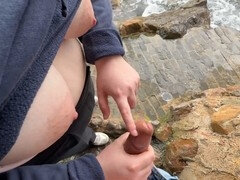 Enthousiasteling, Strand, Sperma shot, Duits, Handbeurt, Masturbatie, Openbaar