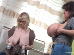 Lesbian euro moms milking monster tits - lactation fetish