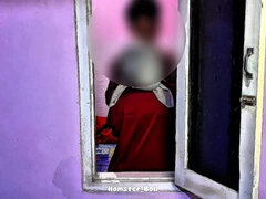 Almost Caught by Neighbor! MILF Hijab Blowjob in Window