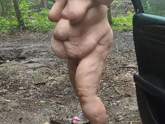Amerikansk, Bbw stor vacker kvinna, Bil, Mogen, Utomhus, Brottning