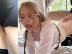 18 ans, Gros cul, Blonde, Queue, De plein air, Pigtail, Adolescente, Vierge
