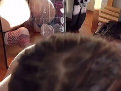 Amatør, Stor kukk, Kukk suging, Sæd i munnen, Sperm skott, Fransk, Strømper, Pupper