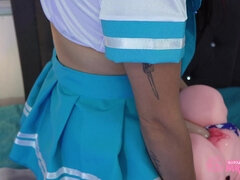 Latina Teen's Amateur Dildo Passion in a Uniform Fantasy