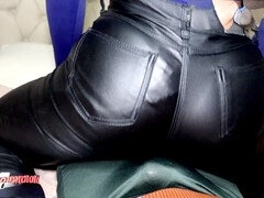 Steamy dry humping with my sexy stepmom in tight leather pants