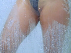 College Tanned Gorgeous Girl Take a Shower in Bikini