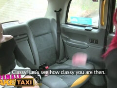 Female Fake Taxi Redheads tongue makes pretty posh ladies pussy cum