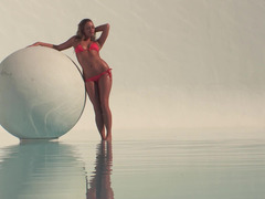 A blonde gets undressed on some water and also then her butt is stretched