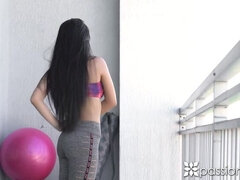 아시안, 흑인, 오랄섹스, 음경, 도기스타일, 얼굴에, 타는, 젖가슴