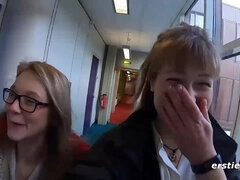 Firsties: Females fuck in the Berlin University Library