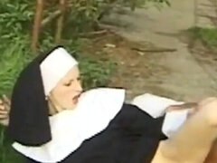 Nympho Nun Gets Fucked in the Park in Public by Her Lover