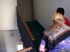 Young guy doggy-fucks freckled 70yo granny