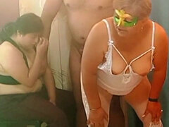 Stepsister and Stepmother Sucking Cock When We Are Alone