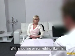 Agent Lands Short Haired Blondie A Role On His Fat Cock