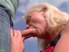 75-Year-Old Granny Takes Rough Anal and Facial from Step-Grandson