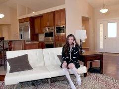 Voluptuous young wench get her cunt creampied by black stud