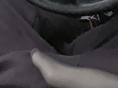 Stockinged Footjob in the Car