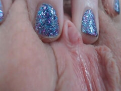 Chipped Fingernail Polish Closeups and Glass Dildo Orgasm