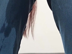 18 éves, Amatőr, Európai, Farmernadrág, Pisi szex, Egyedül, Tini