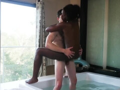 Client wants a chocolate twat and owns it by the jacuzzi