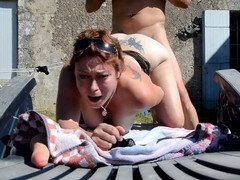 Horny chubby MILF gets wild in her garden