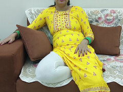 Indian Desi Woman in a Sari on a Couch Showing Her Boobs