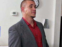 Watch as boss commands workers in wild anal sex with business suit attire