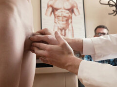 Young lad gets fucked by his stepdad and the doctor in a sexy trio