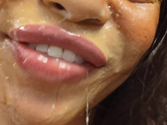 Cute Ebony Fuck Mout and Fuck Ass Glass Dildo