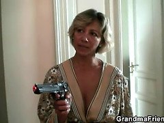 Young robbers wake up mature lady