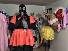 PVC Halloween Dress and Casual Gasmask Breathplay