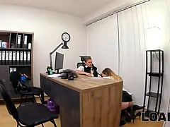 Loan4k. czech lady with Huge Boobs is sucking clerku2019s Big Cock in his office