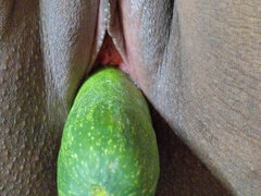 Beautiful Cline Saved My Pussy and Masturbating Big Cucumber