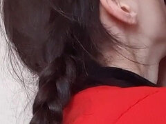 Enthousiasteling, Bruinharig, Jonge meid, Vrouw, Lesbisch, Masturbatie, Orgasme, Kut duiken